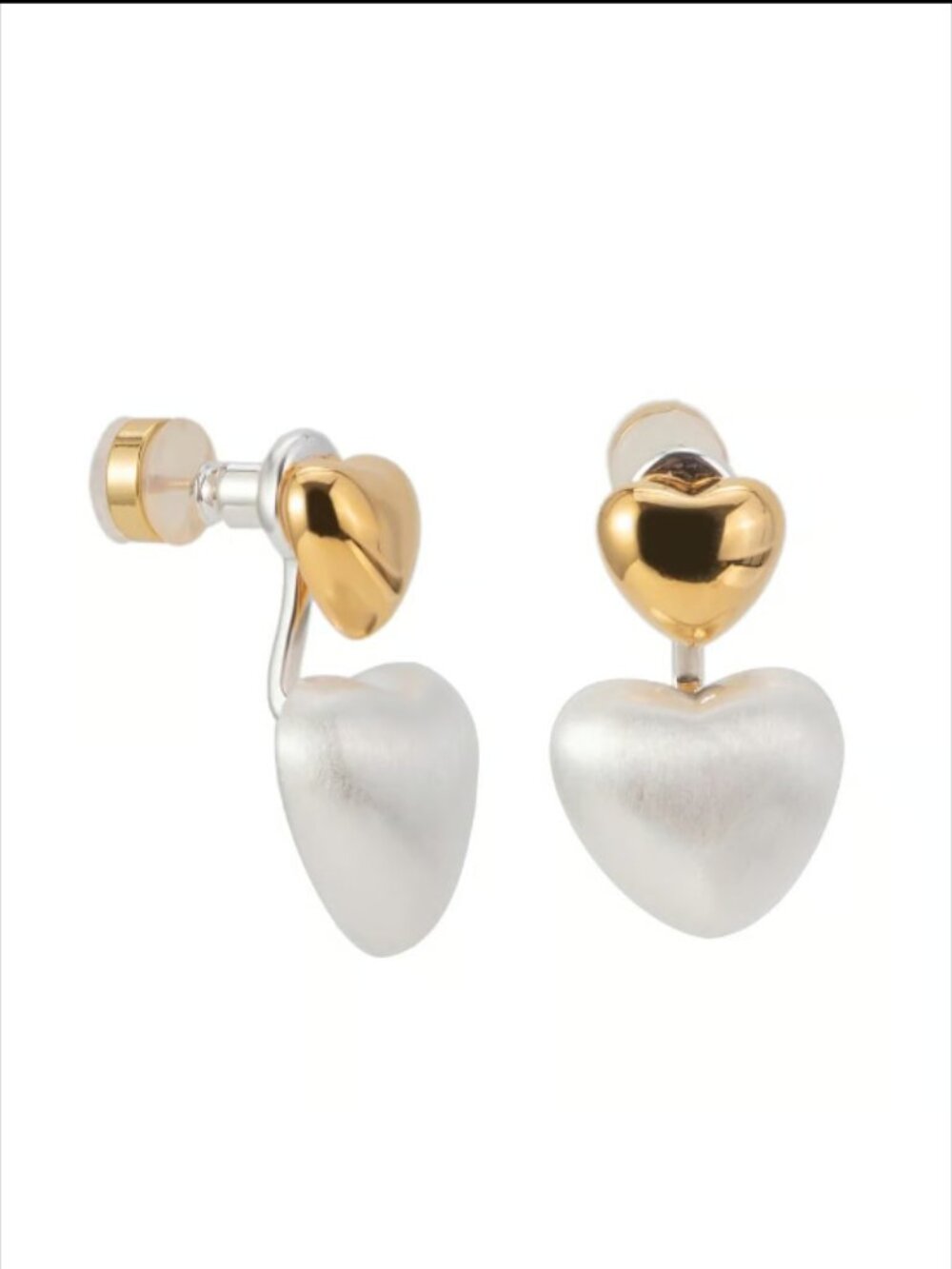 Bar by Alexa Rae Heart Song Earrings - Gold Metallic Pearl White